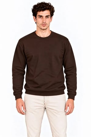 Erkek Regular Fit İçi Şardonlu 2 İplik Uzun Kollu Bisiklet Yaka Sweatshirt