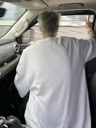 Baskılı Oversize Bisiklet Yaka T-shirt - Beyaz