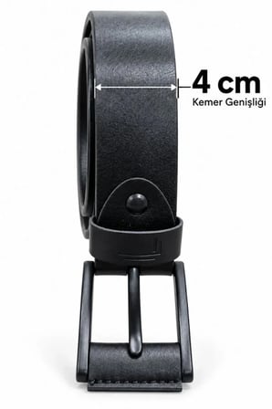 Erkek Siyah Metal Tokalı 4 Cm Kot ve Kumaş Pantolon Kemeri