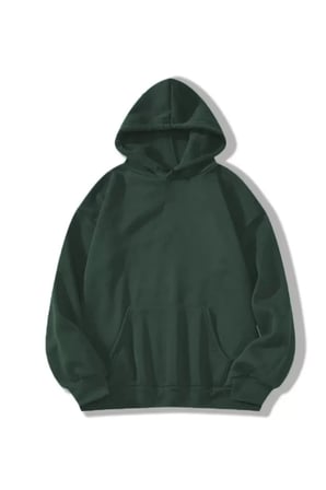 Erkek Düz Kapüşonlu Sweat Koyu Yeşil M Beden