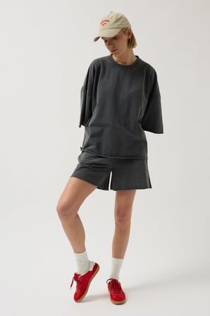 Oversize Lazer Kesim Bisiklet Yaka T-Shirt