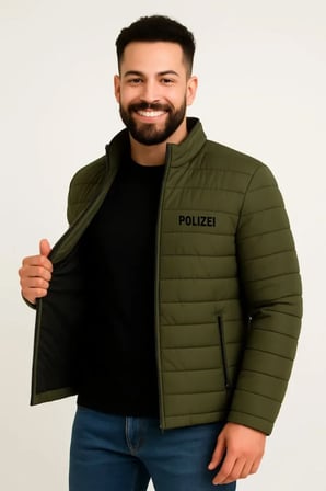 Erkek Kapitone Baskılı Astarlı Fermuarlı Bomber Mont Haki