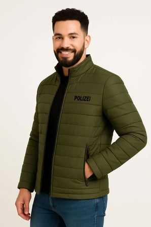 Erkek Kapitone Baskılı Astarlı Fermuarlı Bomber Mont Haki