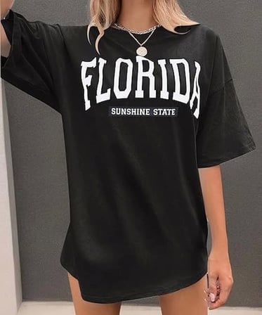 Bisiklet Yaka Baskılı Siyah T-shirt