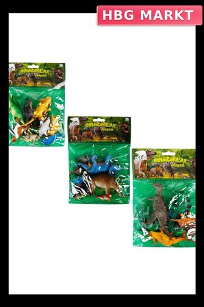 Mey İthalat® Dinozorların Dünyası Poşetli Hayvan Oyun Seti Orta Boy