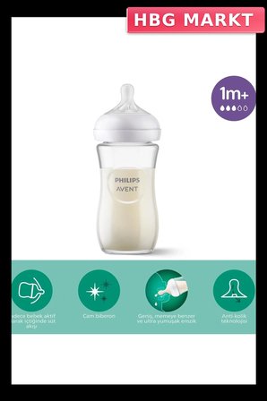 Mey İthalat®   Doğal Tepkili Natural Response Cam Biberon 240 ml 1+ Ay