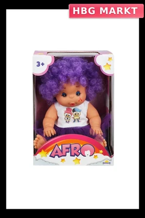 Mey İthalat® 20040 Afro Kıvırcık Saçlı Bebek 23 cm -