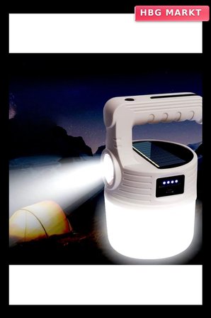 LED Güneş Enerjili Kamp Lambası 2000 Lümen 5 Modlu USB Şarjlı