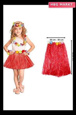 Hawaii Hula Eteği Kırmızı Renk 40 cm