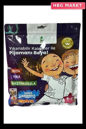 Boyanabilir Pijama 5-6 Yaş Kalem Eğitici Boyama Seti