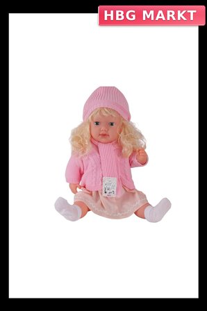 60 cm Trikolu Hırkalı Saçlı Büyük Bebek Eğitici Oyuncak