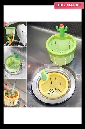 Basmalı Kaktüs Mutfak Lavabo Süzgeci – Sebze Artıkları ve Yemek Kalıntıları İçin Gider Filtresi (5647)