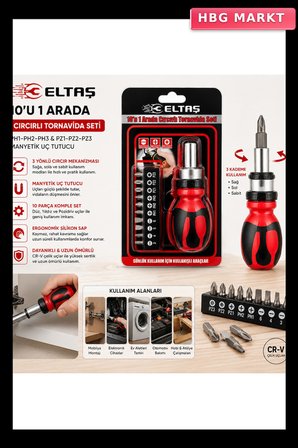 10IN1 SİLİKON SAP - CR-V CIRCIRLI TORNAVİDA BİTS SETİ PH1-PH2-PH-3 - PZ1-PZ2-PZ3 MANYETİK UÇ TUTUCU (5647)