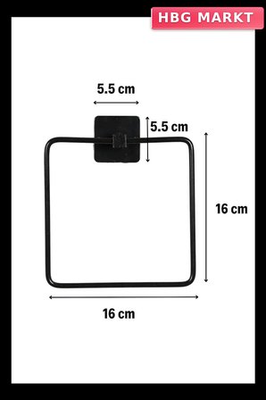Kendiliğinden Yapışkanlı Siyah Paslanmaz Metal Kare Havluluk