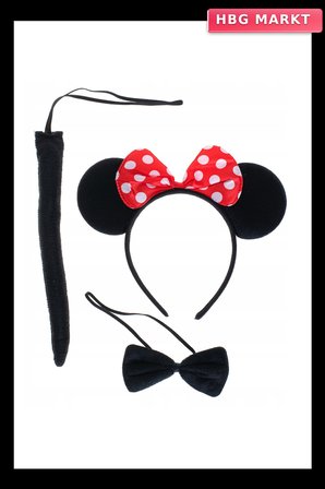 Minnie Mouse Kostüm Seti Taç Kuyruk Papyon Gösteri