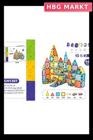 Eğitici Blok Oyuncak 94 Parça 5.5cm Renkli Yapı Blokları