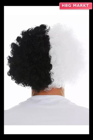 Siyah Beyaz Kıvırcık Afro Bonus Peruk Taraftar Bonus Saç (5647)