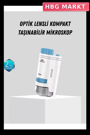 Mey İthalat® Taşınabilir Mini Mikroskop LED Işıklı 80X–200X Büyütmeli ve Odak Ayarlı