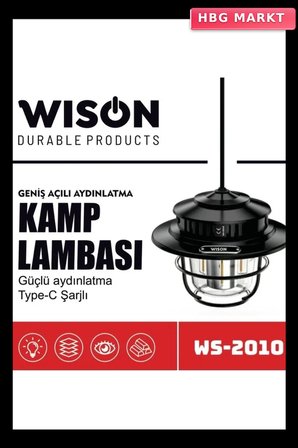 Wison WS-2010 Geniş Açılı Aydınlatma Kamp Lambası Siyah