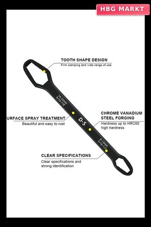 Universal Çift Kafalı Ayarlanabilir Anahtar 6-22mm Torx