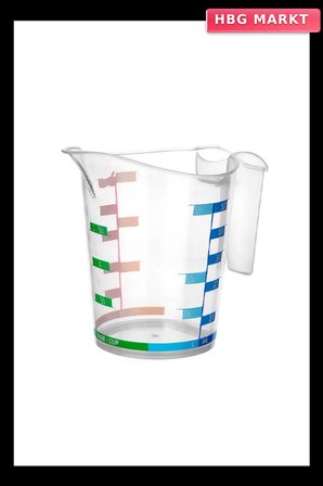 1000 ml Renkli Dereceli Sert Plastik Mutfak Ölçü Kabı