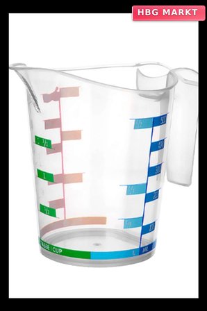 1000 ml Renkli Dereceli Sert Plastik Mutfak Ölçü Kabı
