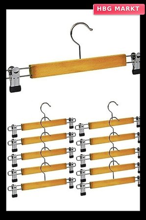 10 Adet Ahşap Metal Uçlu Pantolon ve Etek Askısı