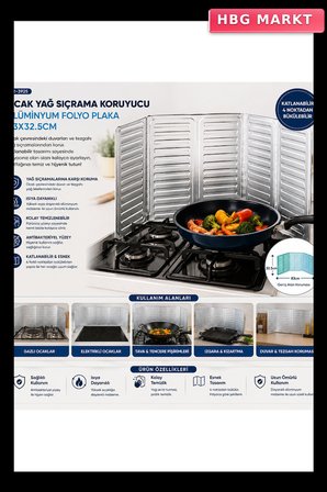 Ocak Yağ Sıçrama Koruyucu Alüminyum Folyo Plaka 84x32.5cm