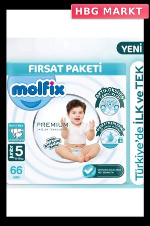 Mey İthalat®   Premium Bebek Bezi Ultra Fırsat Paketi 5 Beden 11-18 Kg 66 Adet
