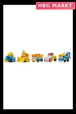 Mey İthalat® Poli Mini İnşaat Araçları 5'li Set