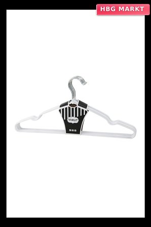 Beyaz 10 Parça Silikon Kaplamalı Metal Elbise Askısı 40cm