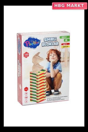 Mey İthalat® ONY-358	Ahşap 100 Parça Sihirli Bloklar
