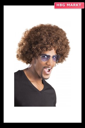 Kahve Renk Kıvırcık Afro Bonus Peruk