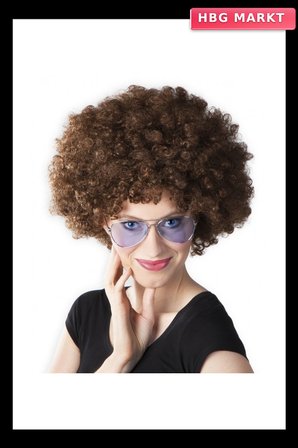 Kahve Renk Kıvırcık Afro Bonus Peruk