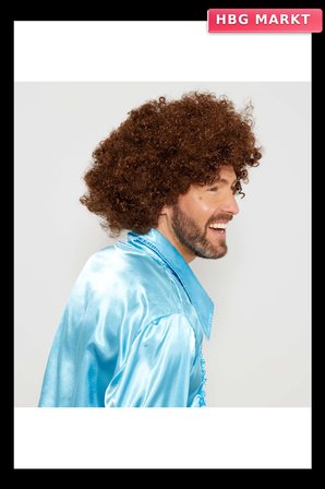 Kahve Renk Kıvırcık Afro Bonus Peruk