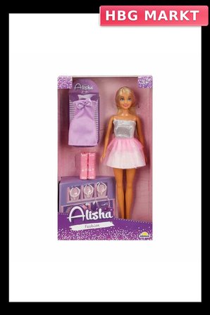 Mey İthalat® 01423 SUN-RST-SIS-MNK- Alisha Gece Elbiseli Bebek Seti 29cm -