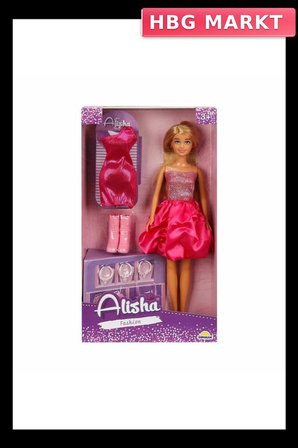 Mey İthalat® 01423 SUN-RST-SIS-MNK- Alisha Gece Elbiseli Bebek Seti 29cm -