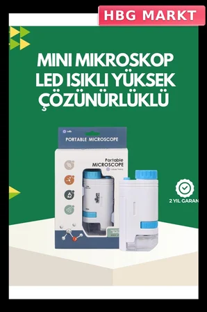Mey İthalat® LED Aydınlatmalı 80–200 Kat Büyütmeli Cep Mikroskop