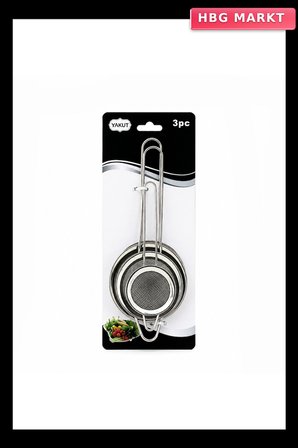 3 Parça Mini Tel Süzgeç Seti Metal Çerçeveli