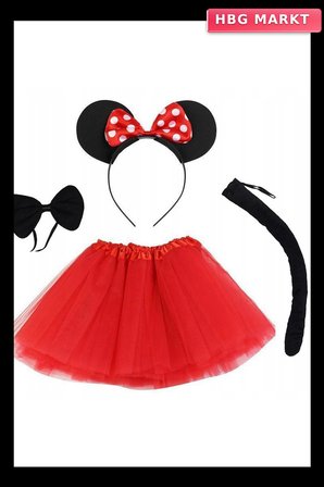 Minnie Mouse Kostüm Seti Etek Taç Kuyruk Papyon