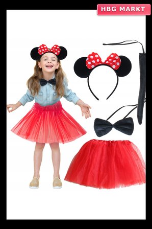 Minnie Mouse Kostüm Seti Etek Taç Kuyruk Papyon