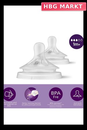 Mey İthalat®   Doğal Tepkili Natural Response 2'Li Biberon Emziği No:3 1+ Ay
