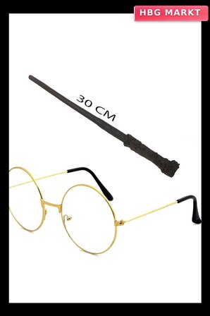 Harry Potter Asası 30 cm ve Gözlüğü Seti