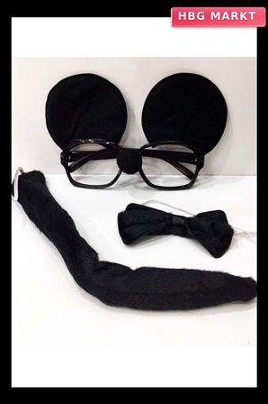 Mickey Mouse Gözlüğü Papyonu Kuyruğu Seti