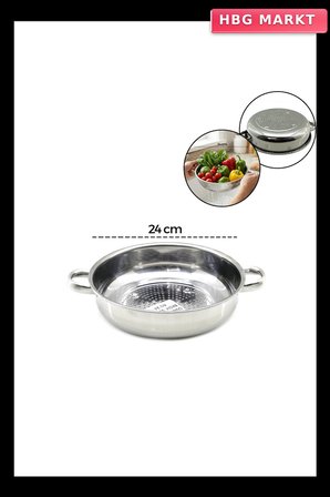 24 cm Basık Süzgeç Metal Kulplu