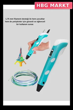 Mey İthalat® 3D Yazıcı Kalem FDM Teknolojili ve ABS PLA Filament Uyumlu