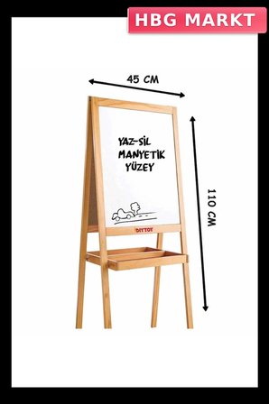 Mey İthalat® 2195 AYAKLI ÇİFT TARAFLI MANYETİK AHŞAP YAZI TAHTASI
