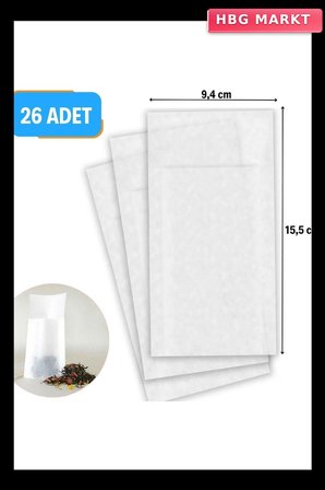 26 Adet Pratik Kullan At Çay, Bitki Çayı, Filtre Kahve Demleme Poşeti Süzge