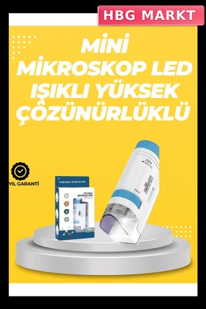 Mey İthalat® Taşınabilir LED Işıklı Cep Mikroskop – 80X–200X Büyütme