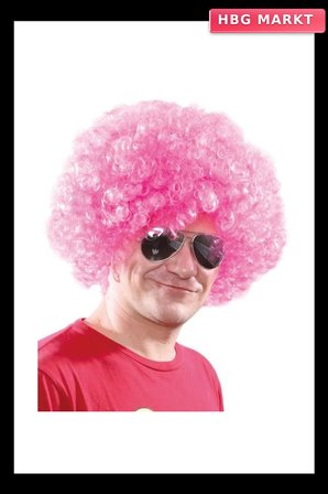 Açık Pembe Renk Kıvırcık Afro Bonus Peruk (5647)